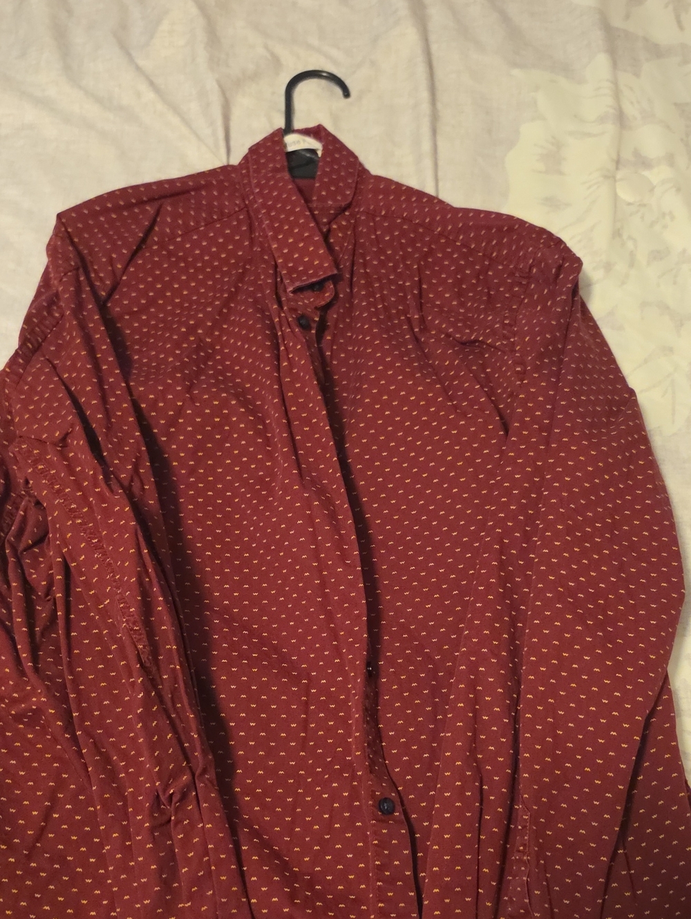 Burgundy Dot Button-Up Shirt